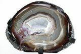 Colorful, Polished Agate With Metal Base - Brazil #216870-1